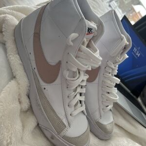 Nike Women's White and Beige High-Top Sneakers